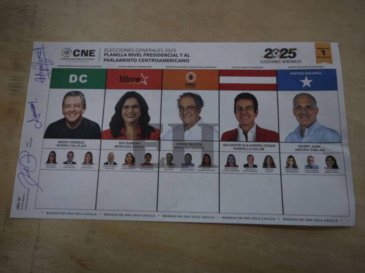 Así luce la papeleta con la que Honduras elegirá nuevo gobierno este 30 de noviembre