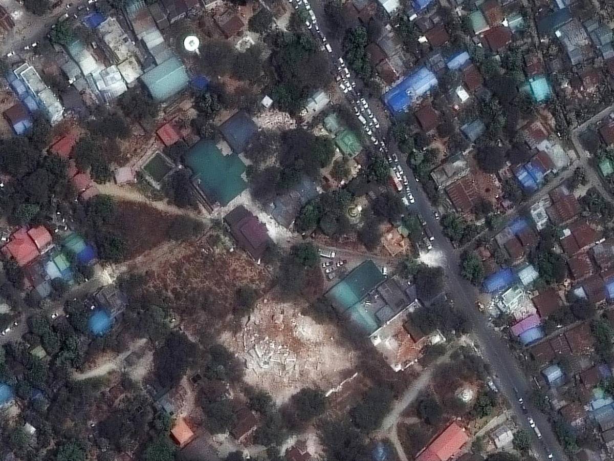 Imágenes aéreas de los destrozos que dejó el terremoto en Birmania