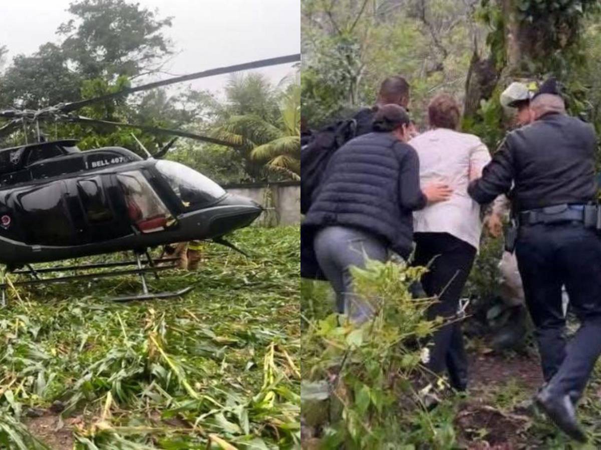 Imágenes del aterrizaje forzoso del helicóptero donde iba Xiomara Castro en Santa Cruz de Yojoa