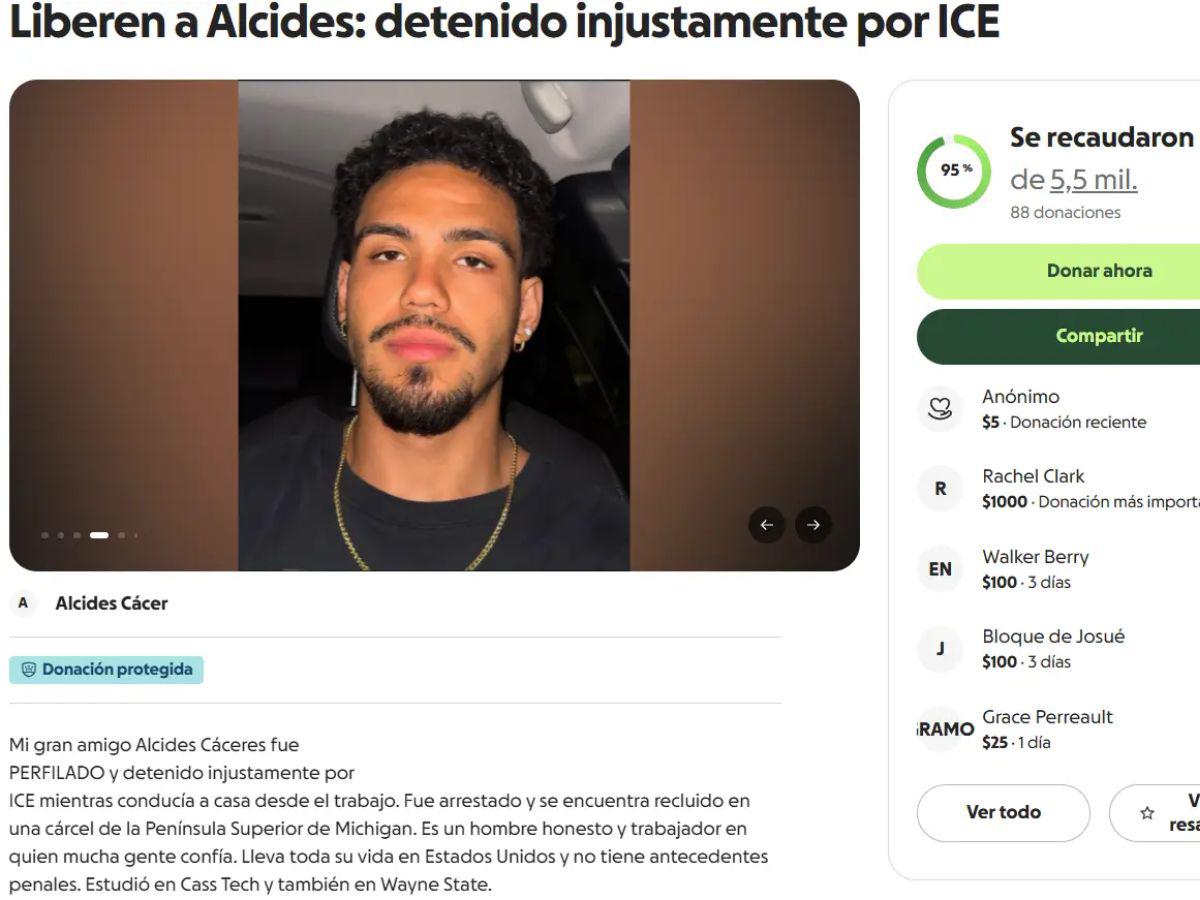Alcides Cáceres, hondureño que llegó a los cuatro años a EE UU, fue detenido por el ICE
