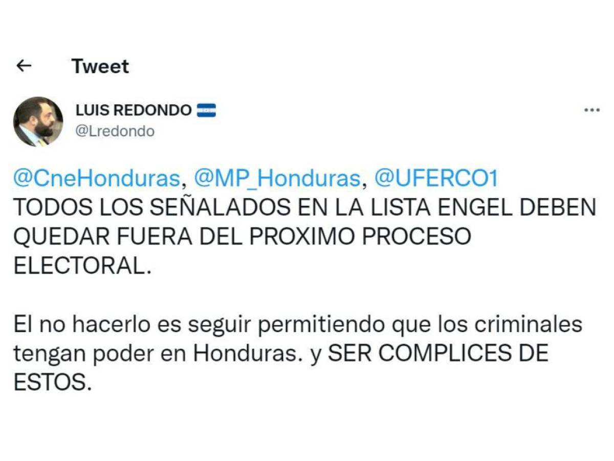 En 2021, Luis Redondo solicitó juicio político contra diputados en Lista Engel