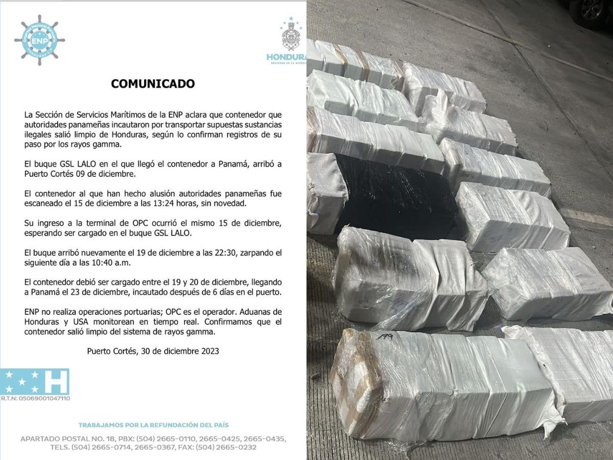 ENP sobre contenedor incautado con drogas en Panamá: “salió limpio de Honduras”
