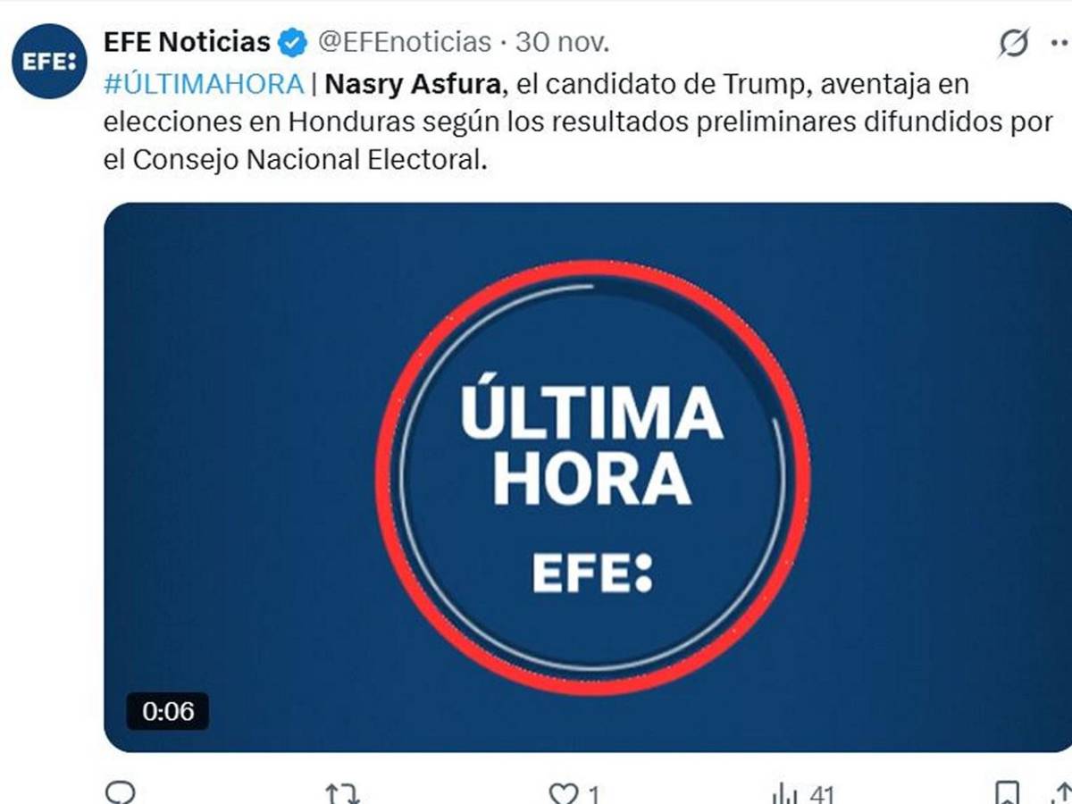 Medios internacionales informan ventaja de Asfura en primeros resultados electorales