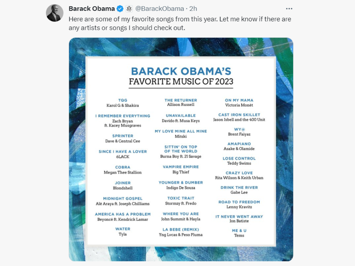 “TQG”, de Shakira y Karol G, la canción favorita de Obama en 2023