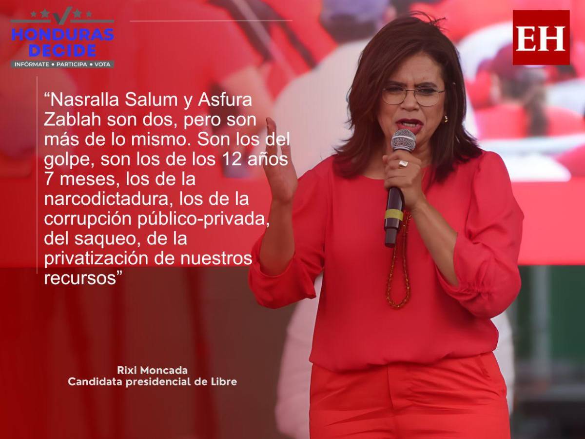 Nasralla y Asfura son los de la narcodictadura: las frases de Rixi Moncada en la Villa Olímpica