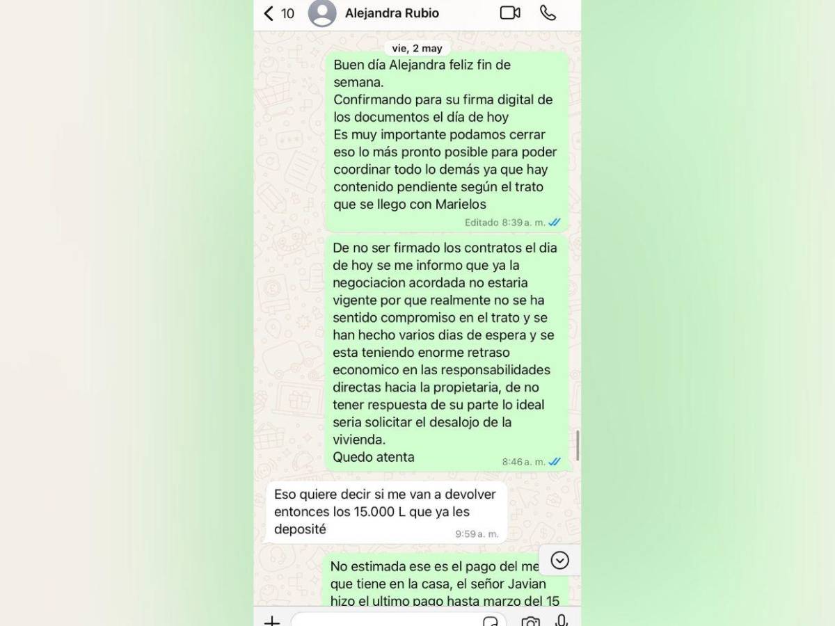 Las pruebas y documentos de la polémica entre Alejandra Rubio y agente inmobiliaria