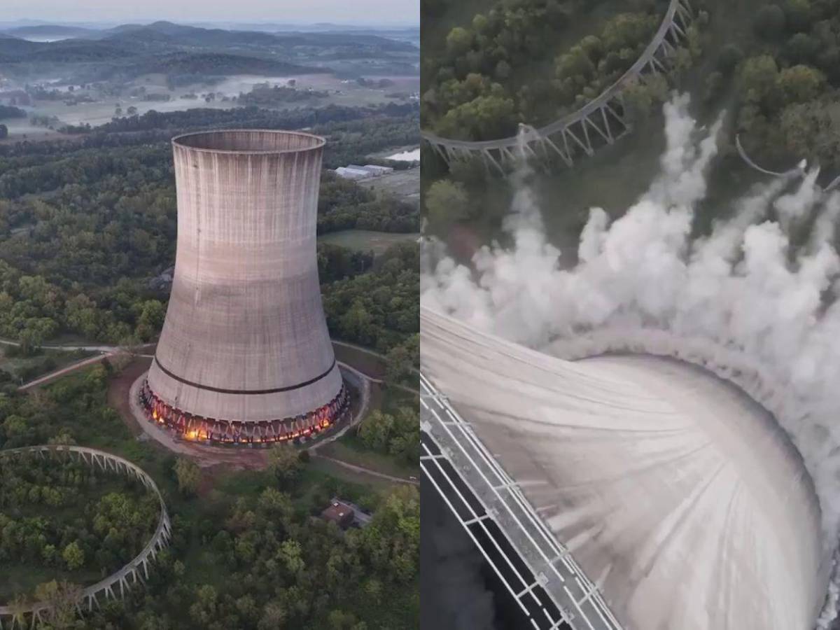 En segundos derriban la torre de la fallida planta nuclear de Hartsville, Tennessee