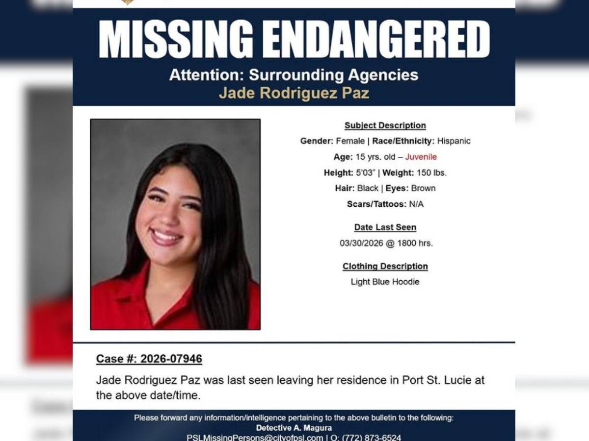 Angustia por Jade Rodríguez Paz, quinceañera hondureña desaparecida en Florida