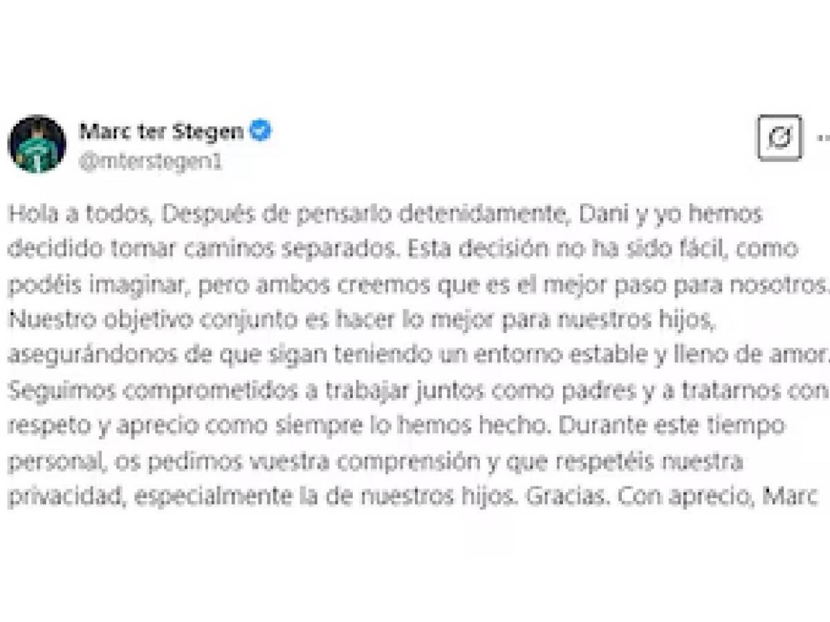Ter Stegen y su esposa terminan tras varios años de matrimonio: Fue infiel y se conoce con quien