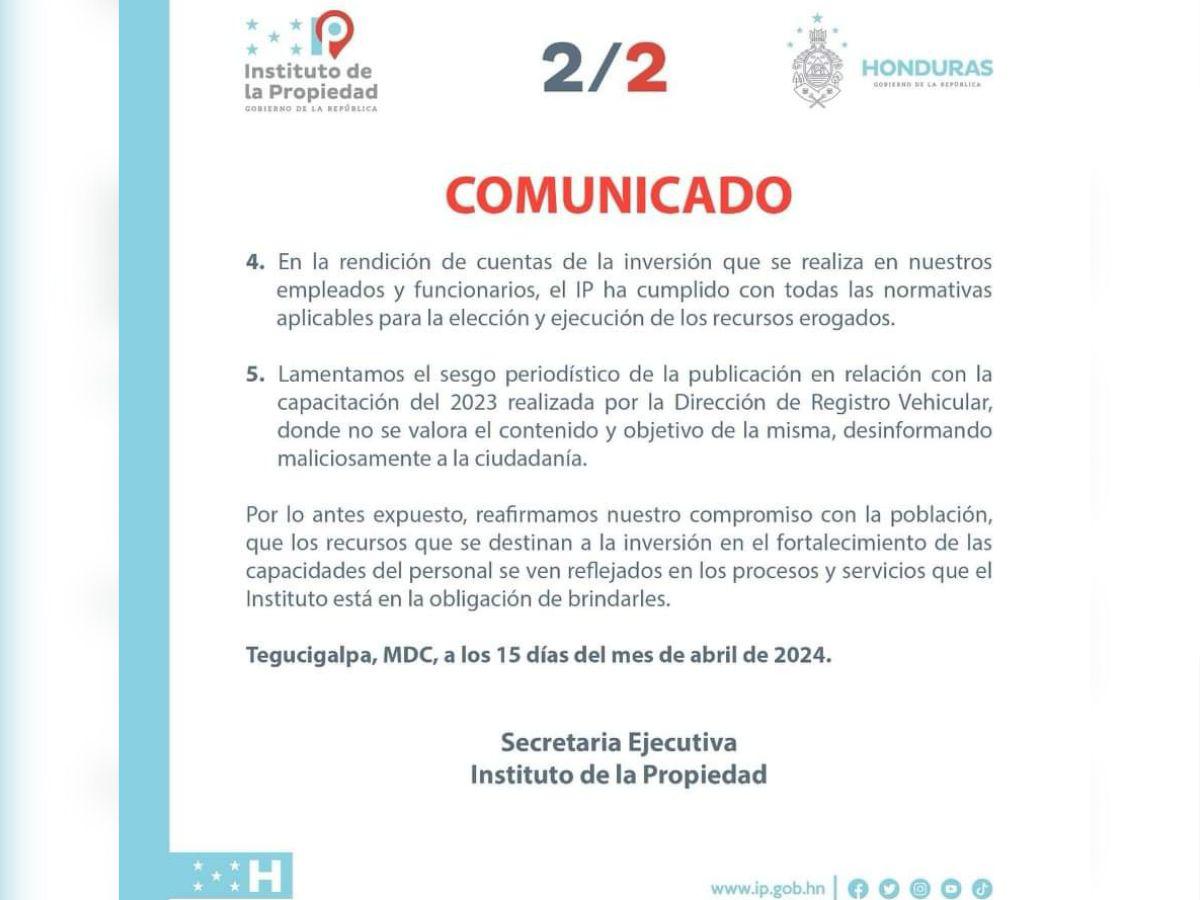 IP reacciona a capacitación VIP en hotel de Tela: “Hemos cumplido con todas las normativas”