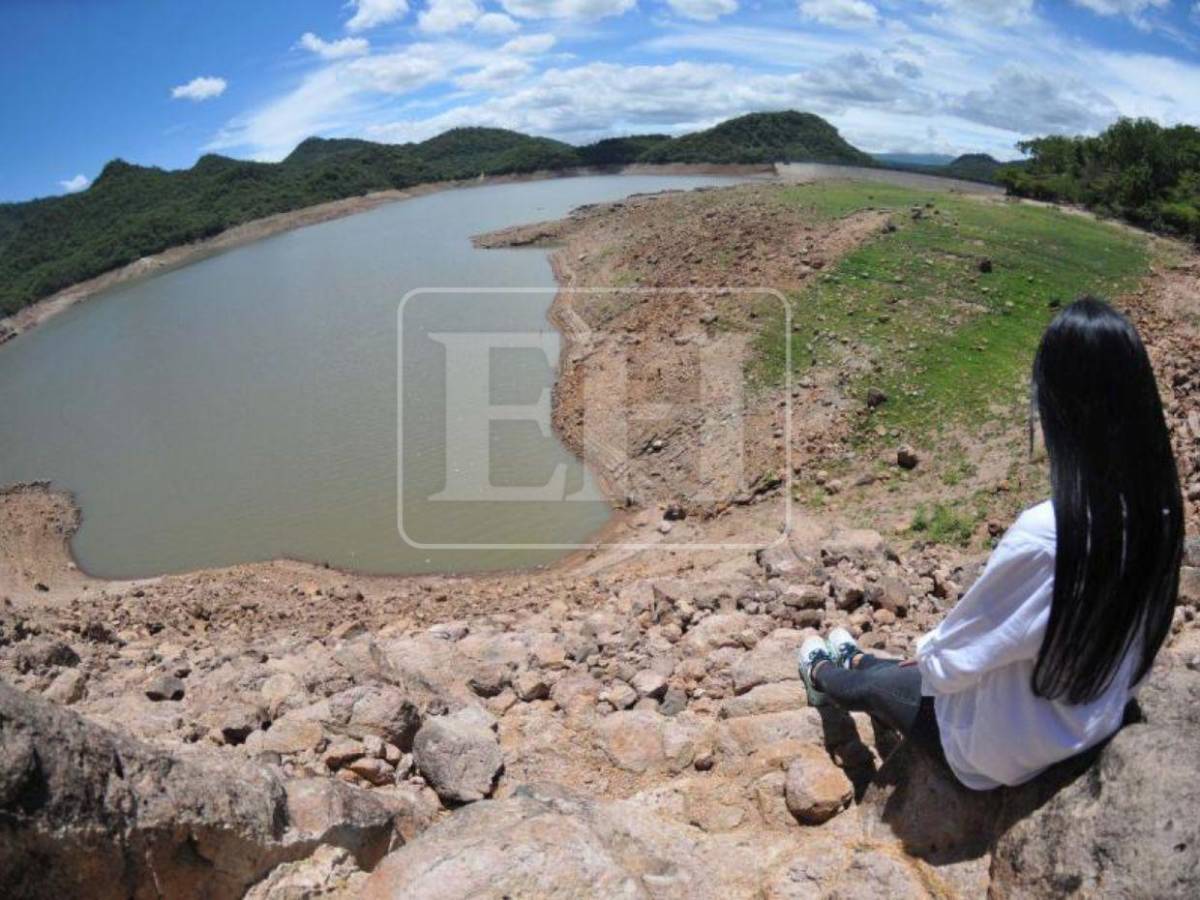 Imagen que preocupa: surge una isla en medio de la represa La Concepción ante sequía