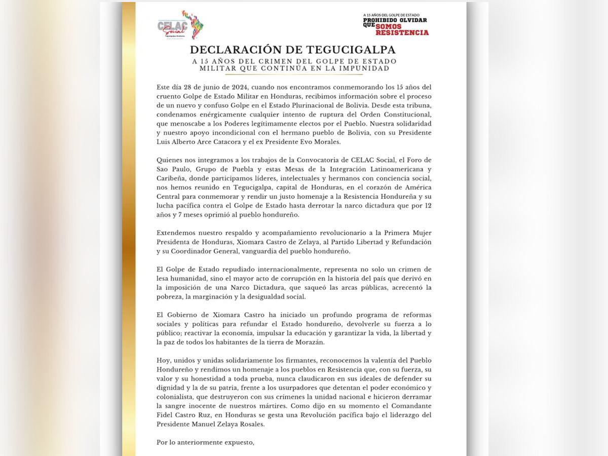 Países de la CELAC desconocen la “Declaración de Tegucigalpa” emitida por Xiomara Castro