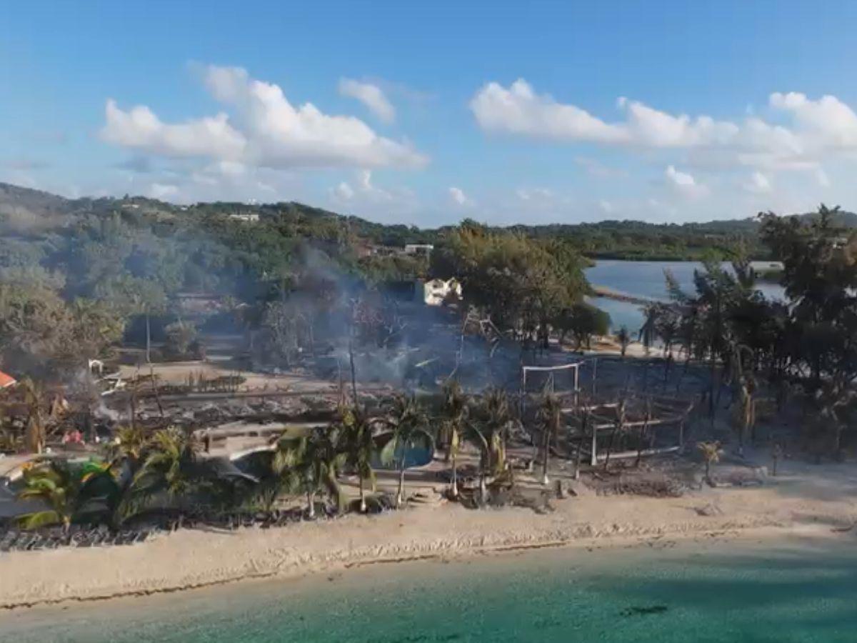 FOTOS: En medio de escombros queda famoso hotel de Roatán tras incendio