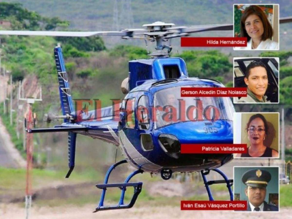 Imágenes del helicóptero y de cuatro de los fallecidos en el accidente.