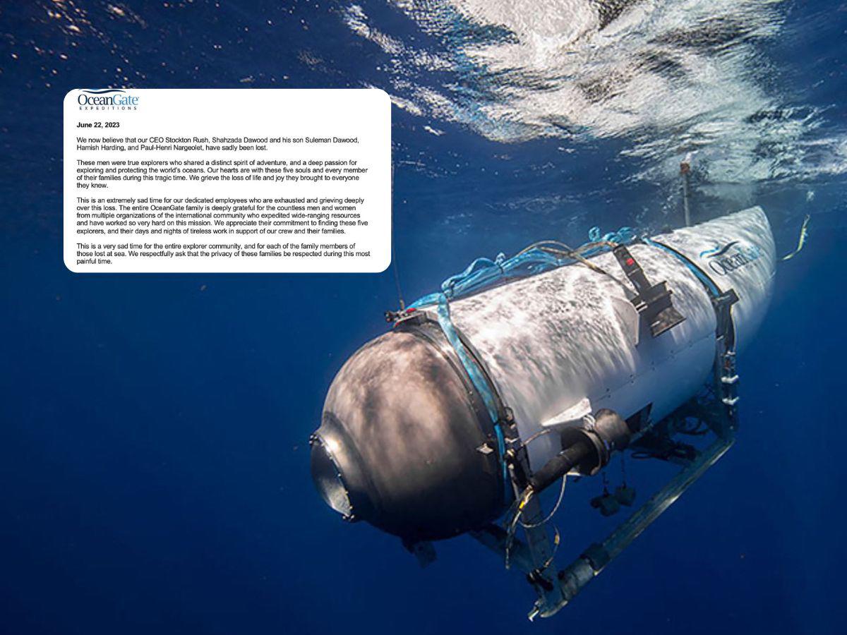 Así confirmó OceanGate la muerte de los cinco tripulantes del submarino Titan