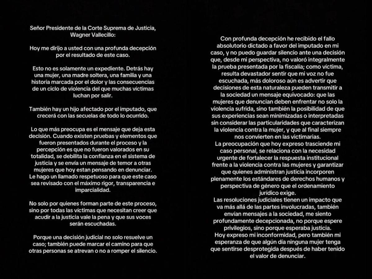 Con profunda decepción: Daniela Aldana reacciona tras fallo a favor de Isaac Sandoval