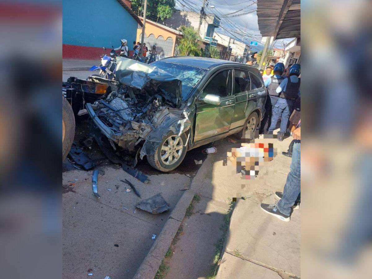 Destrucción total: las imágenes del brutal impacto de una camioneta y una volqueta en Comayagua