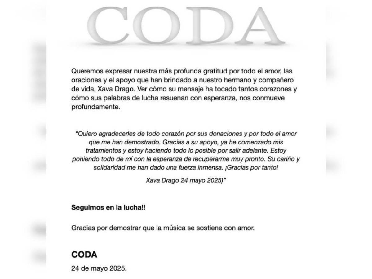 Xava Drago, vocalista de Coda: su recaída en el cáncer y su dura lucha