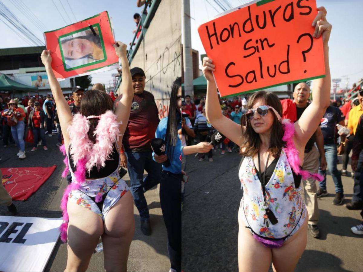 En traje de baño y exigiendo justicia por las mujeres: hondureña marcha este Día del Trabajador