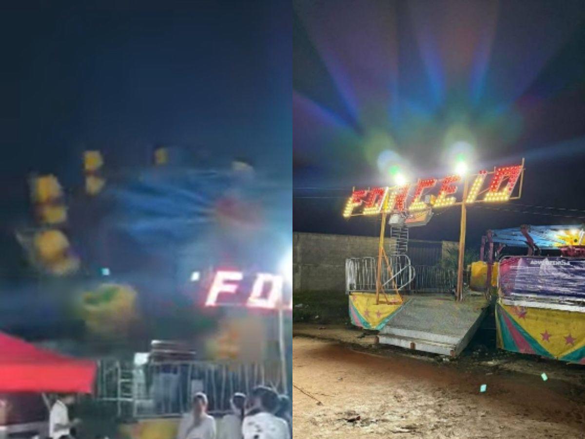 ¡Paren eso!: Cámaras captaron cuando una mujer salió expulsada de un juego mecánico en Danlí