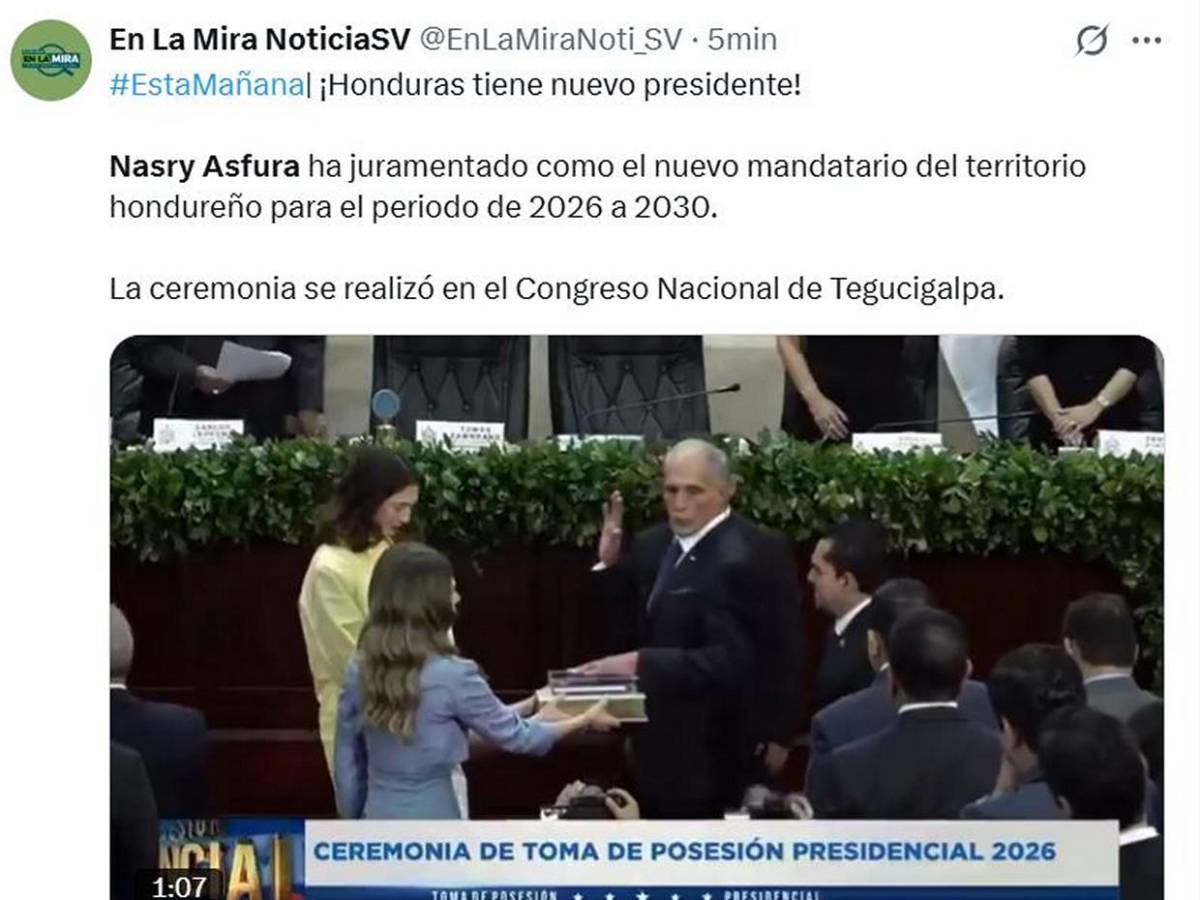 Medios internacionales publican toma de posesión de Nasry Asfura en Honduras