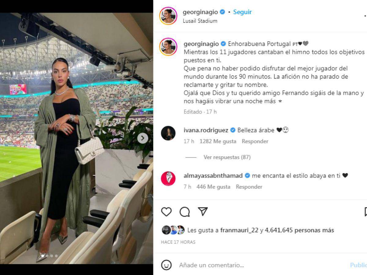 Georgina Rodríguez expresó su enojo a través de su cuenta oficial de Instagram.
