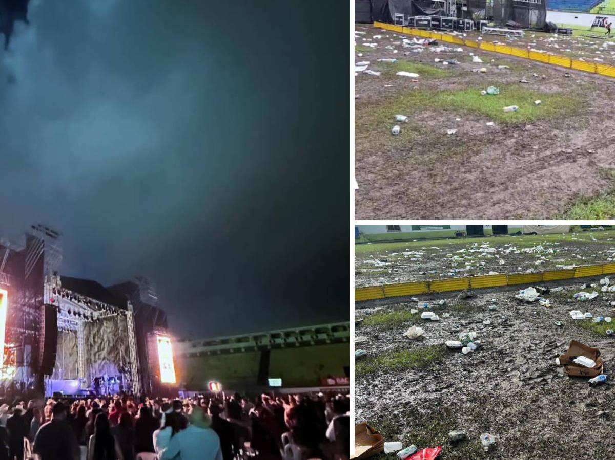 Cancha del estadio de Juticalpa qued&oacute; en p&eacute;simo estado luego de un concierto