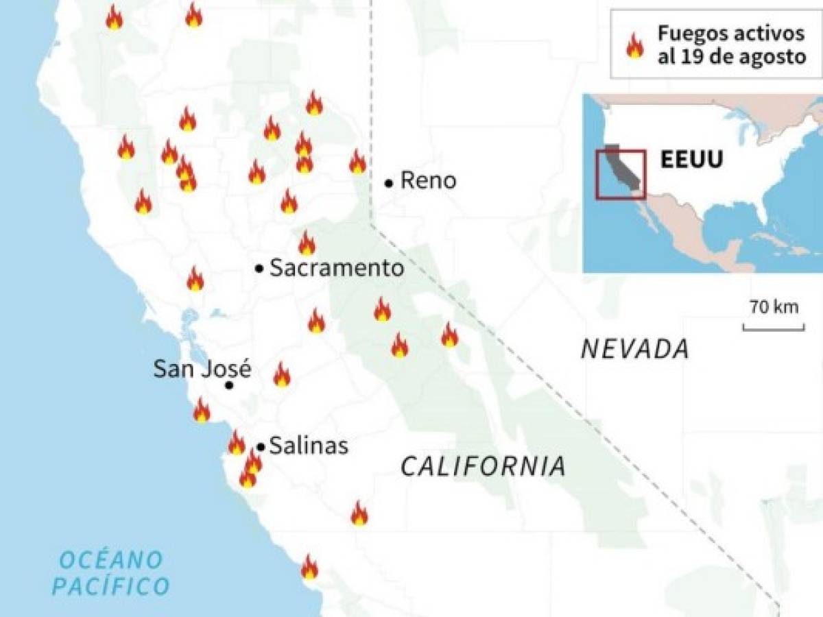 California en estado de emergencia por ola de incendios tras tormenta eléctrica