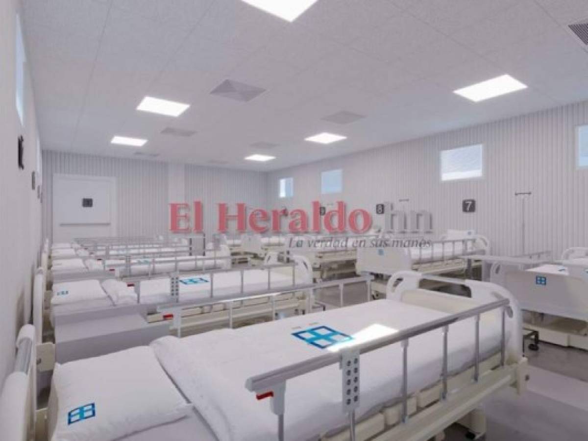 Los hospitales que llegarían en julio tienen capacidad para 91 camas. Esta fotografía fue compartida por Marco Bográn, titular de Invest-H.