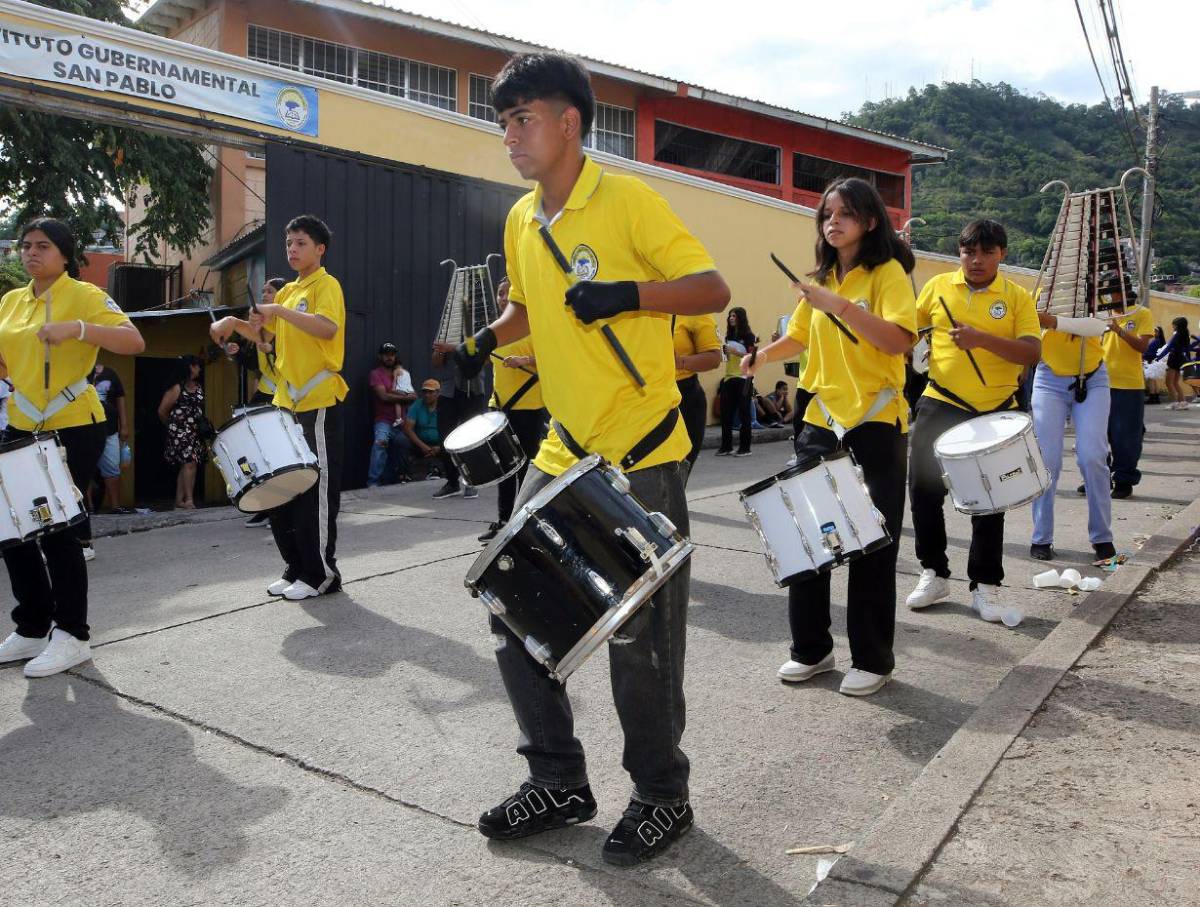 Banda marcial del Instituto San Pablo prepara un repertorio tradicional para los desfiles