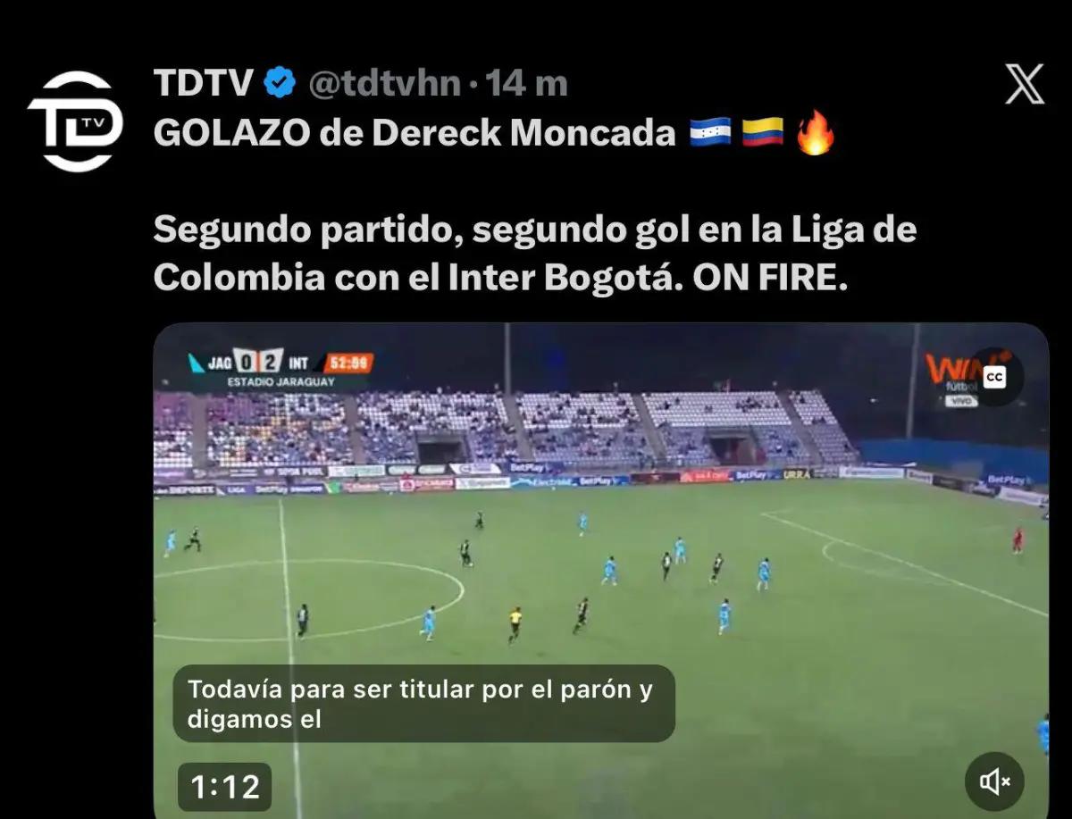 Dereck Moncada vuelve a anotar y esto dicen en Colombia y México sobre el hondureño