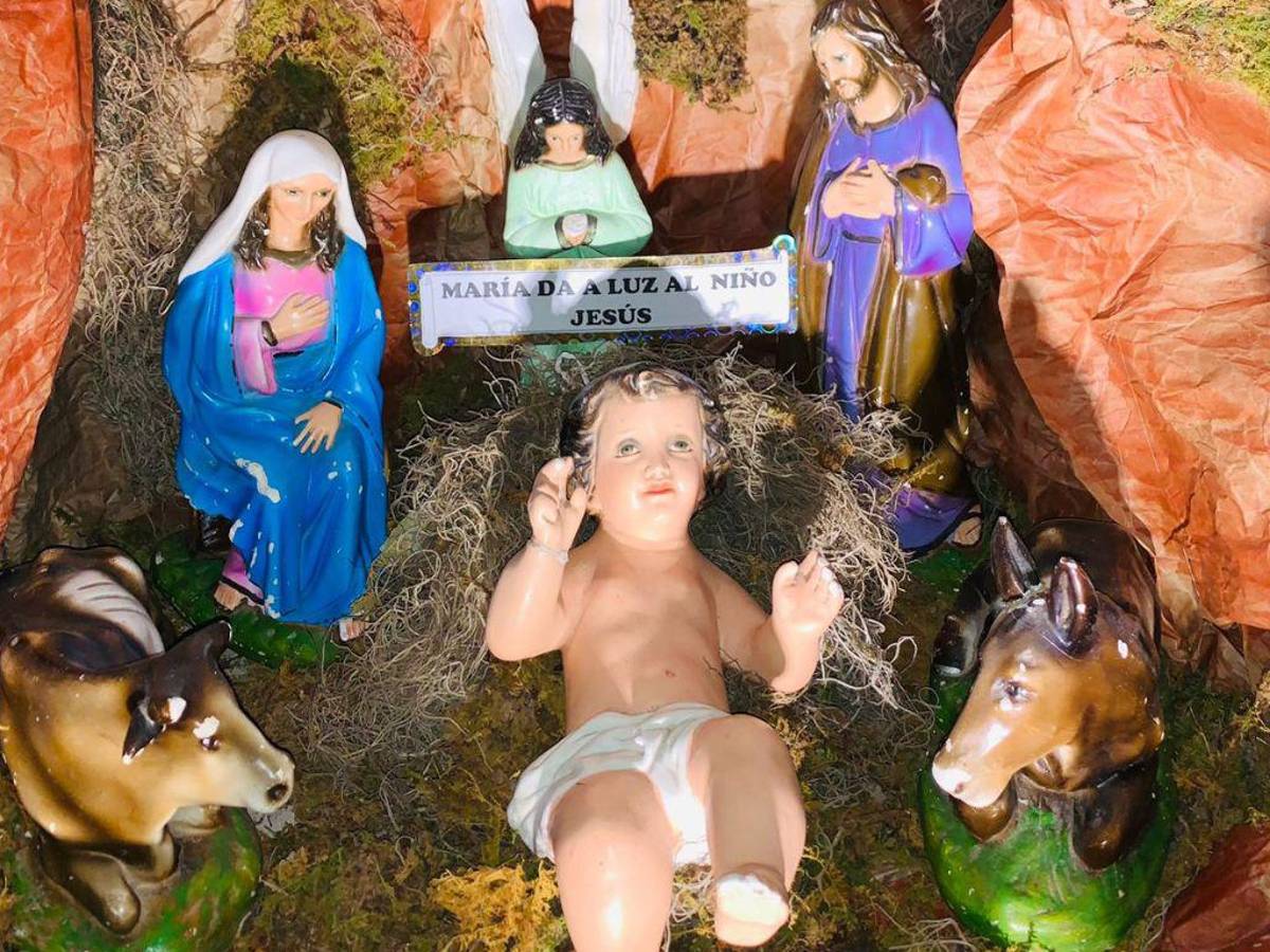 Umanzor utilizó material natural y artificial para realizar el nacimiento.