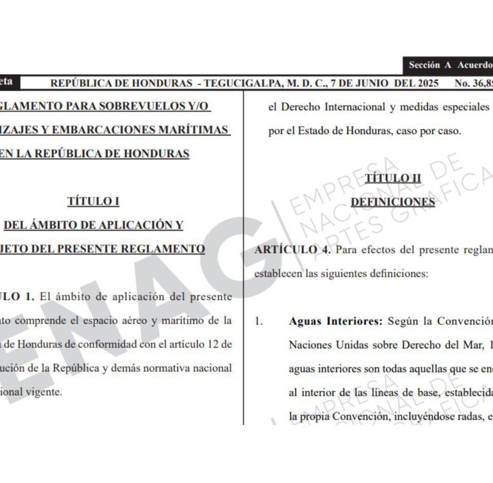 Reglamento para Sobrevuelos y/o Aterrizajes y Embarcaciones Marítimas en Honduras