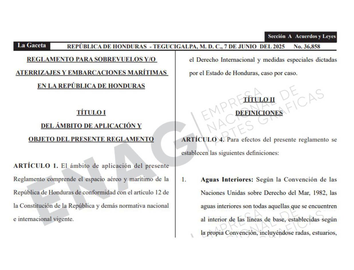 Reglamento para Sobrevuelos y/o Aterrizajes y Embarcaciones Marítimas en Honduras