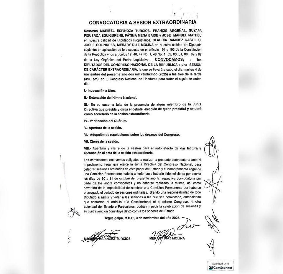 Diputados de oposición convocan a sesión extraordinaria