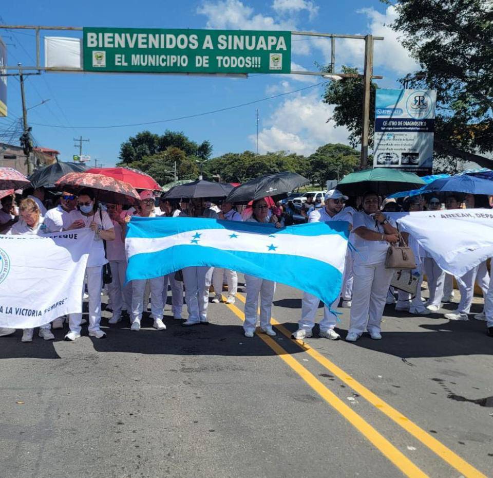Las protestas del personal auxiliar de enfermería se realizó también en Sinuapa, Ocotepeque.