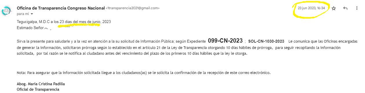 $!Solicitud de prórroga enviada a la Unidad de Datos de EL HERALDO Plus.