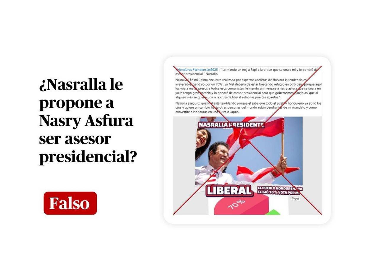 Falsa la cita atribuida a Nasralla sobre una propuesta a Asfura como asesor presidencial