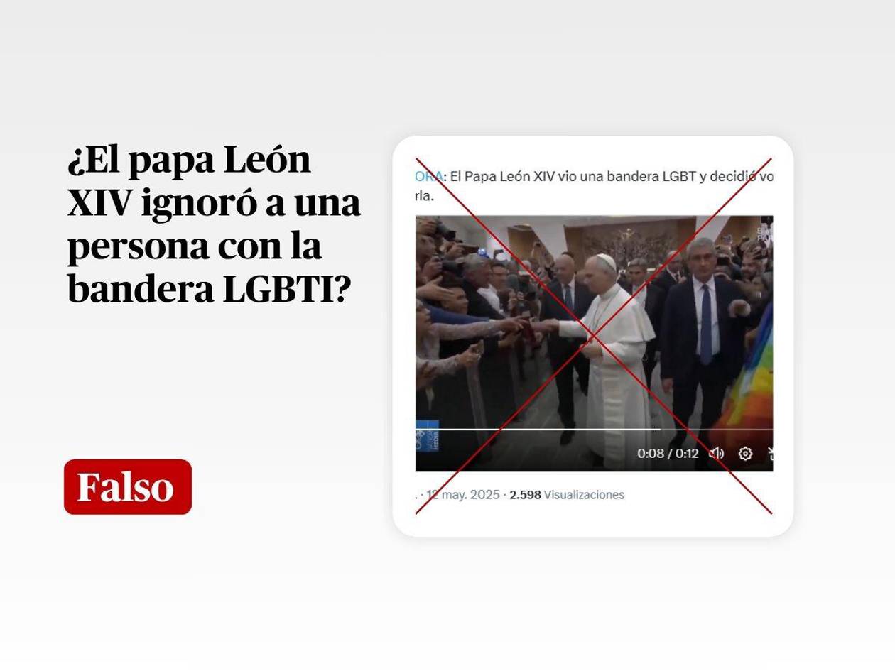 Este video no muestra al papa León XIV “ignorando” una bandera LGTBI, es de la paz