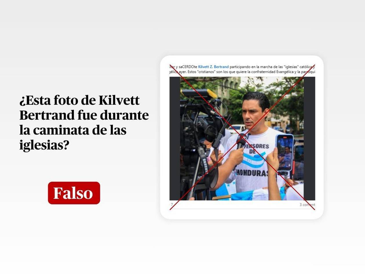 Foto de Kilvett Bertrand corresponde al 9 de agosto con el Partido Nacional, no al 16 en la caminata de iglesias