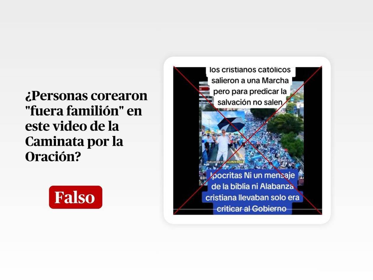 El video en el que se escuchan personas gritando fuera familión durante la caminata de las iglesias está manipulado