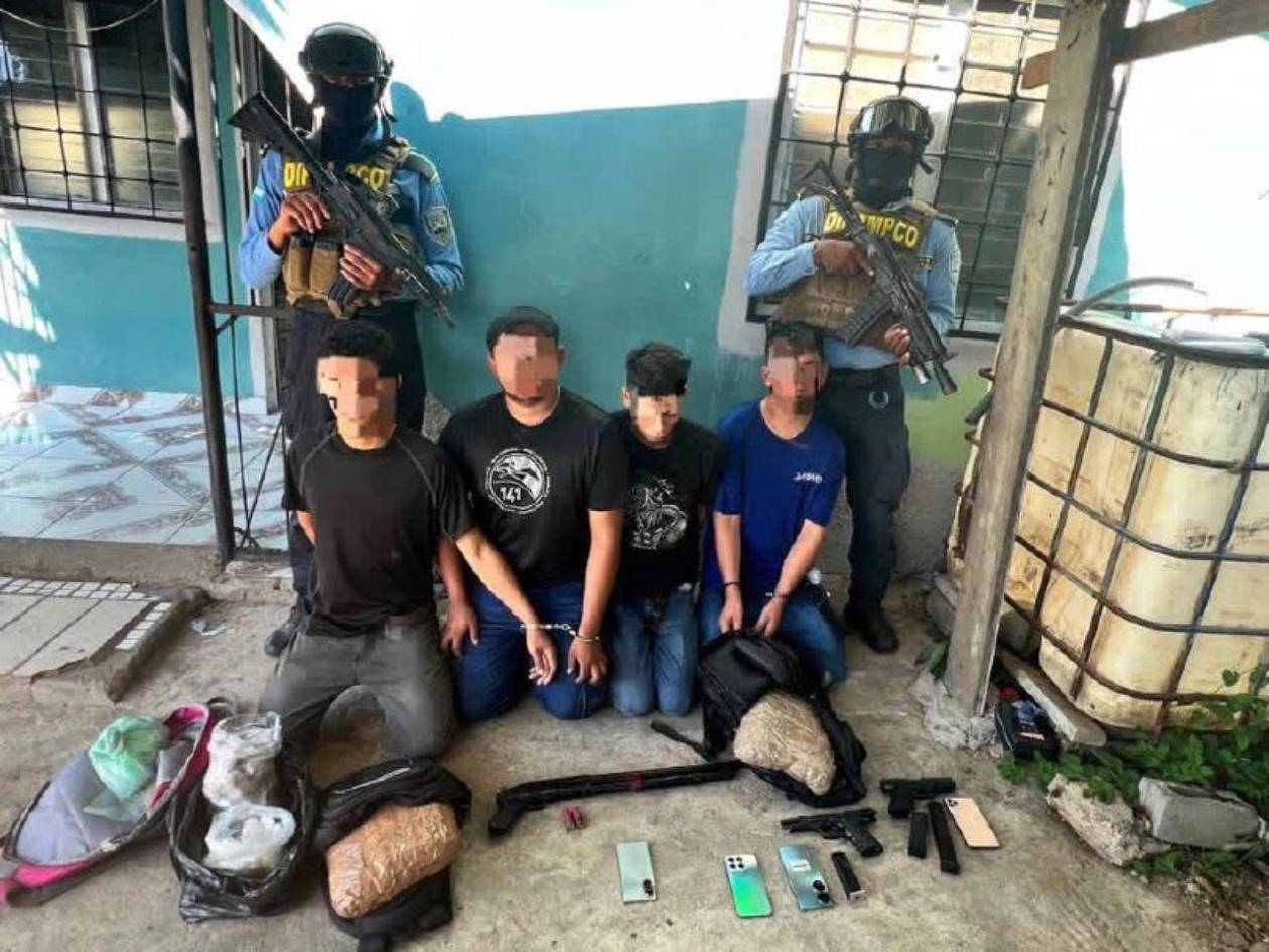 Capturan a cuatro supuestos cabecillas y gatilleros de la MS-13 en San Pedro Sula