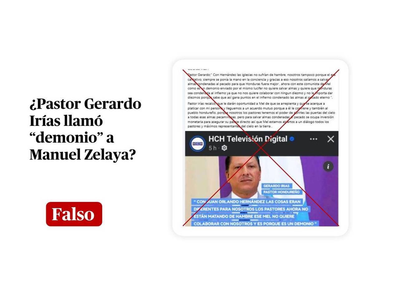 Es falso que el pastor Gerardo Irías llamó públicamente “demonio” al expresidente Zelaya