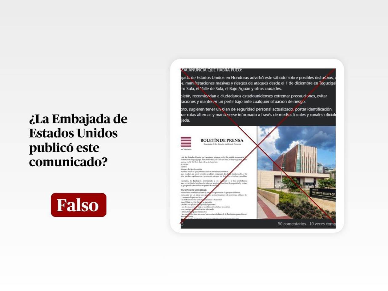 Es falso el boletín de prensa de la Embajada de EUA sobre posible violencia tras elecciones