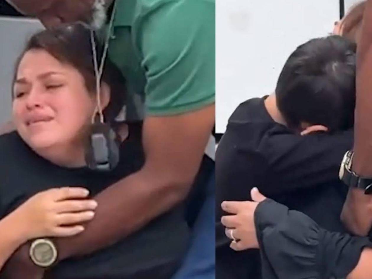 Aquí estoy yo: Migrante hondureña es consolada por su hijo tras ser arrestada por ICE