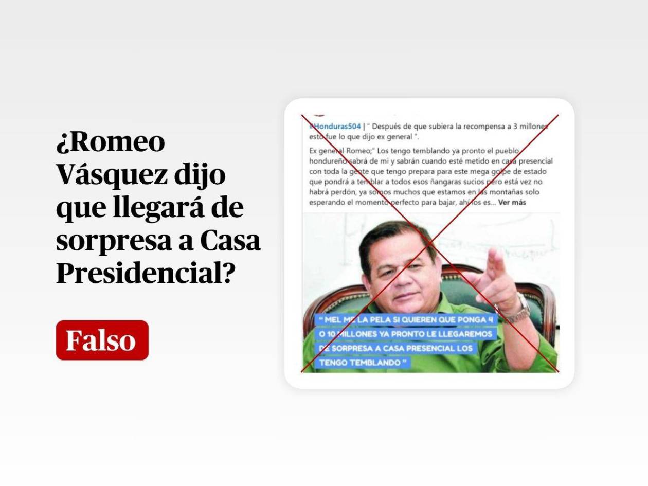Romeo Vásquez no dijo que llegará de sorpresa a Casa Presidencial tras aumento de su recompensa