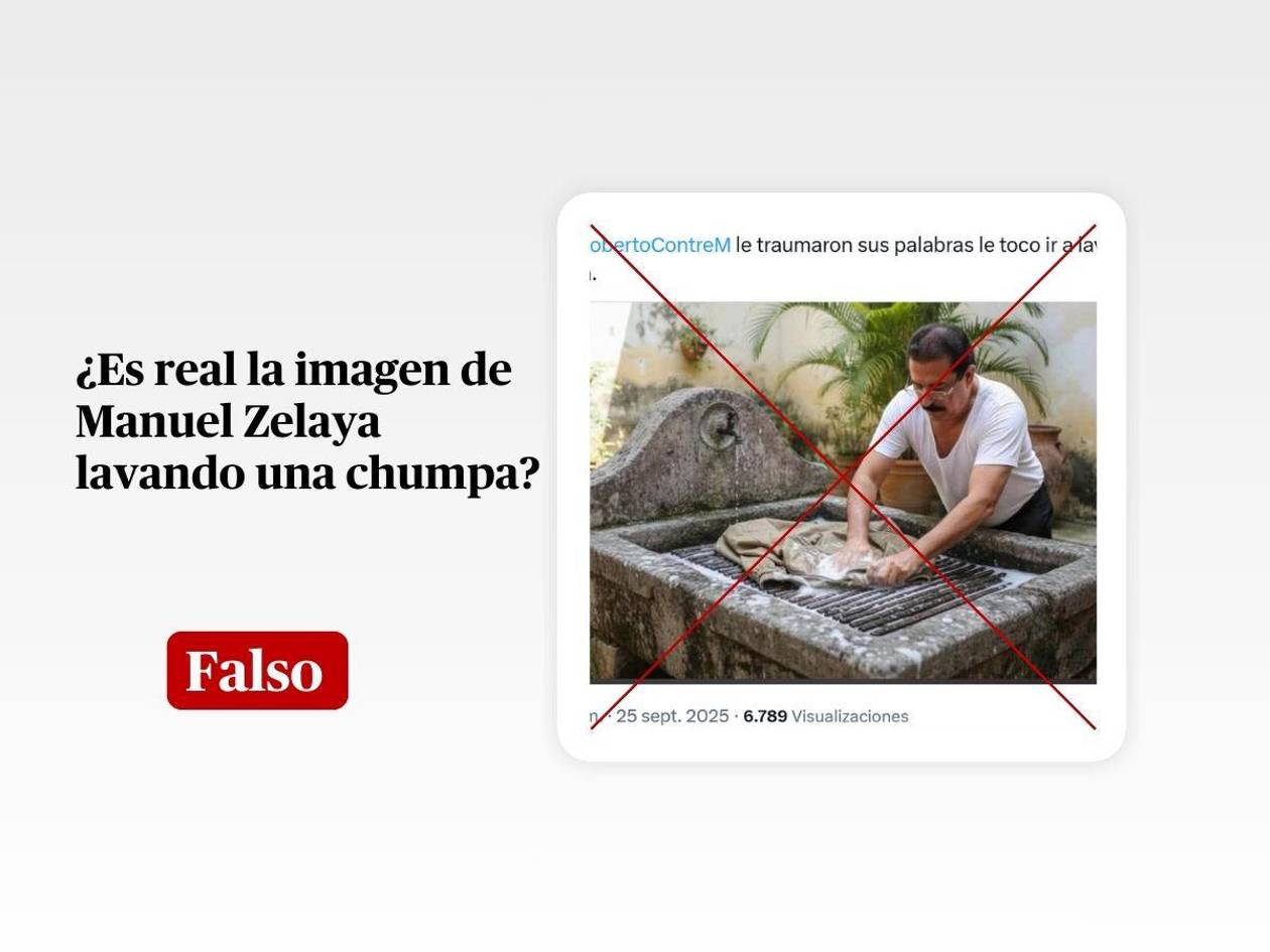 Imagen de Manuel Zelaya lavando una chumpa está generada con IA