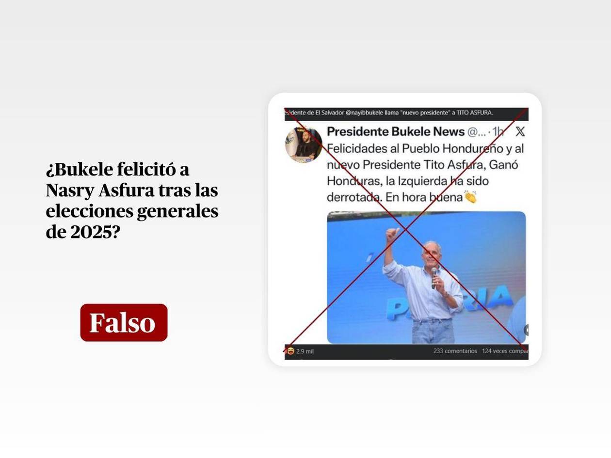 Bukele no felicitó a Nasry Asfura en su cuenta de X tras las elecciones generales 2025