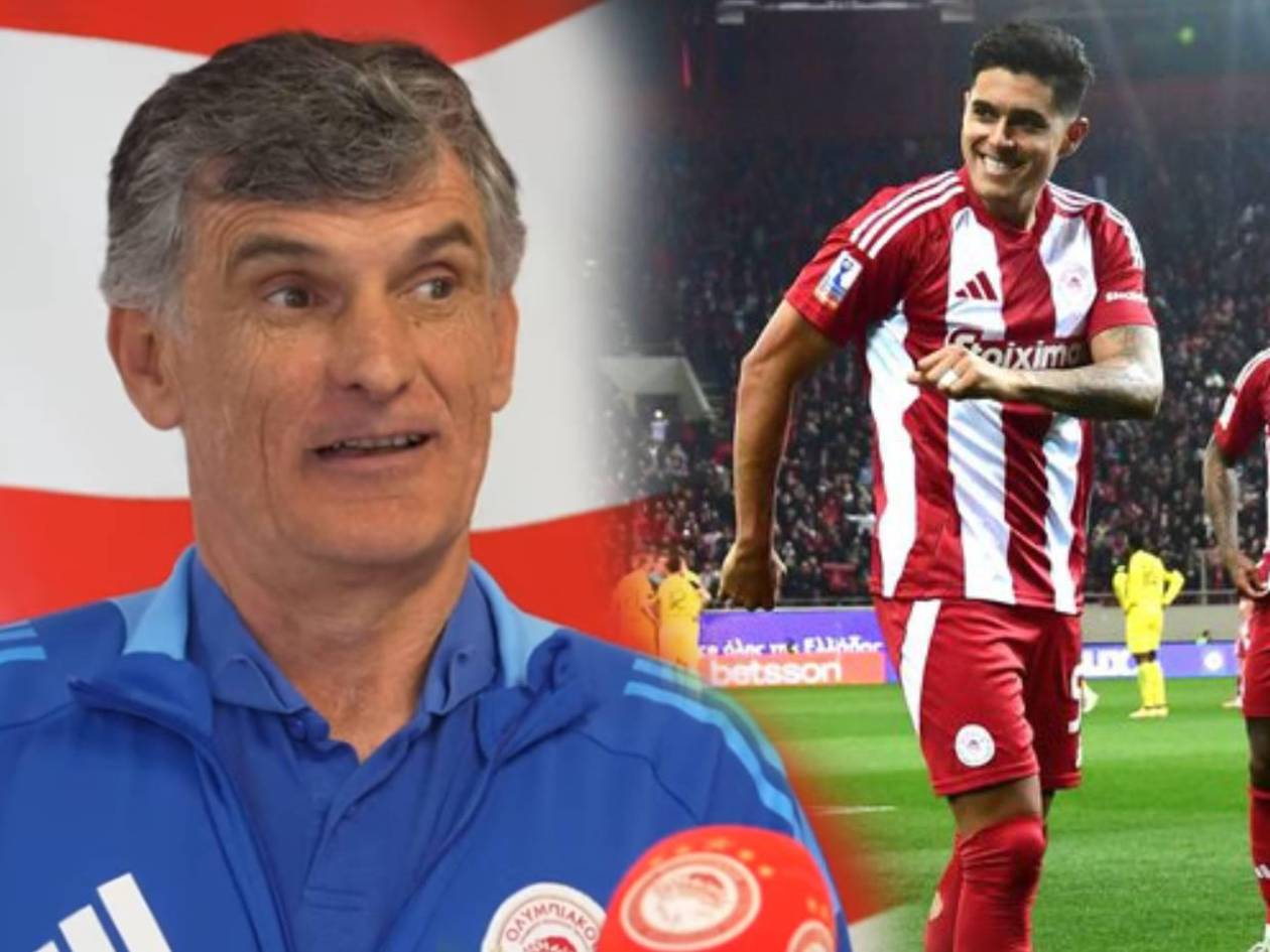 La reacción del técnico del Olympiacos tras brillante partido de Luis Palma