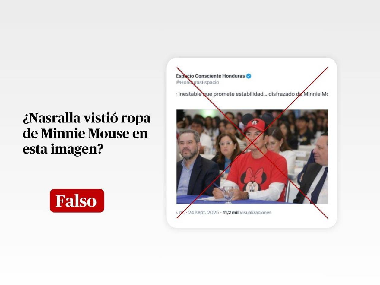 Nasralla no viste ropa de Minnie Mouse en esta imagen: está manipulada
